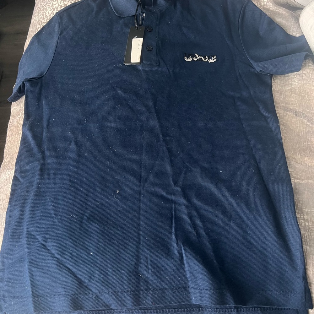 Versace Blue Polo Shirt with Embroidered Logo